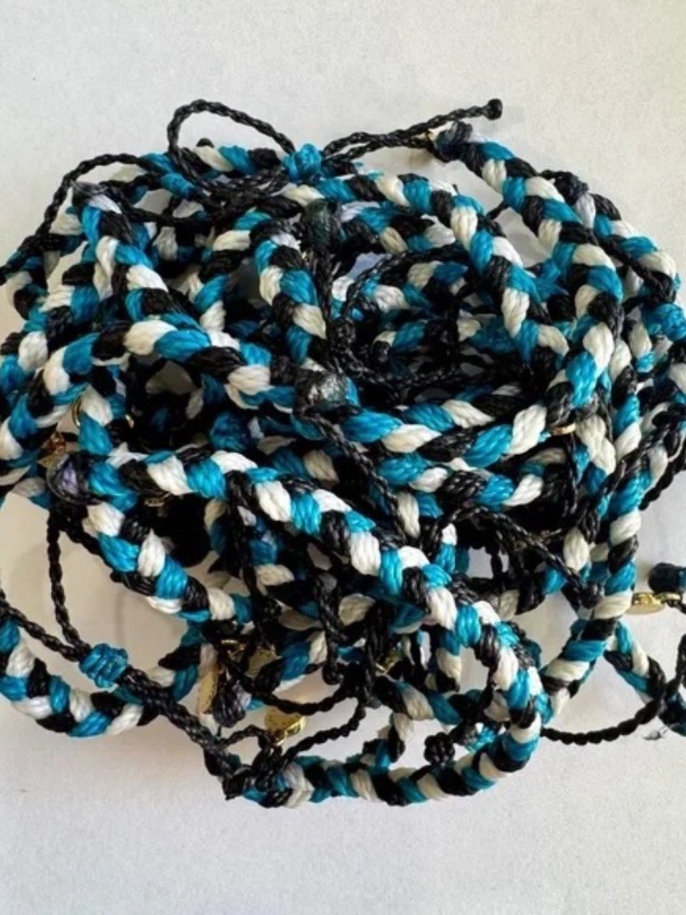Pura Vida Blue Black White Braided Bracelet- Set of 5 - Picture 2 of 2